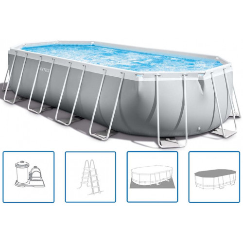 INTEX Prism Frame Oval Premium Pools medence szett, 610 x 305 x 122 cm 26798GN