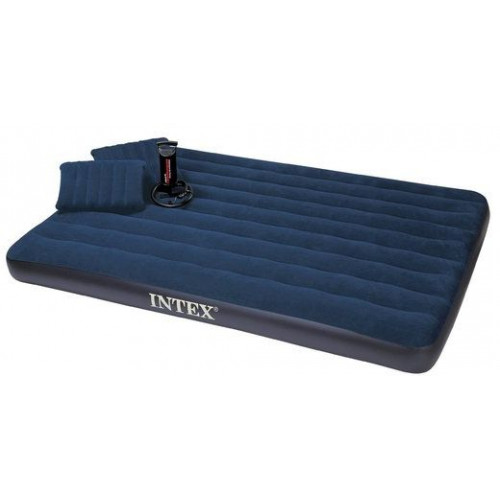 INTEX CLASSIC DOWNY QUEEN Felfújható ágy 152 x 203 cm, 2 db kispárnával és 1 pumpával 6876