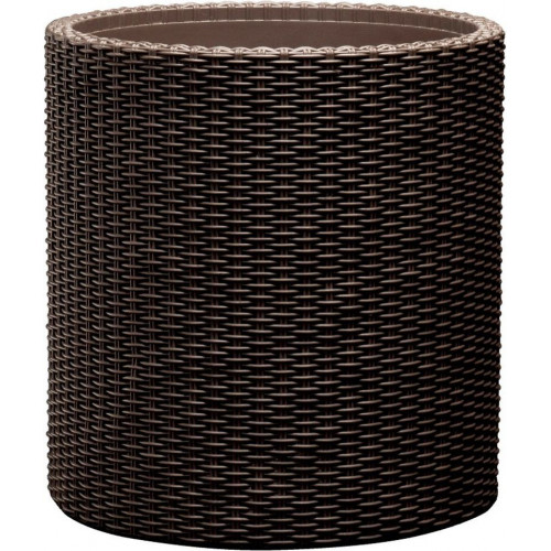 KETER MEDIUM CYLINDER PLANTER műrattan virágláda, whiskey barna 223941 (17197835)