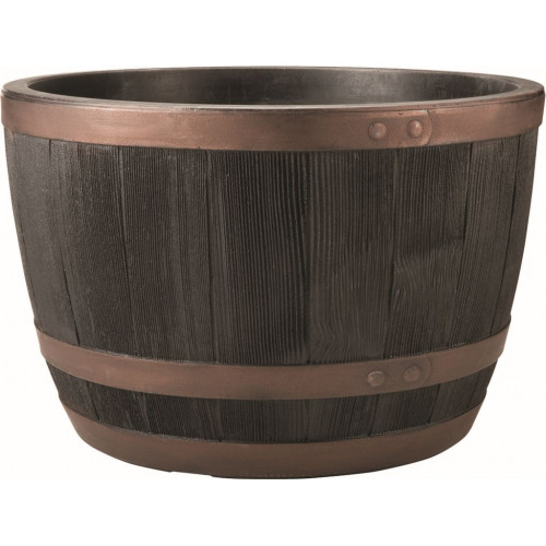 STEWART BLENHEIM HALF BARREL 81L Virágtartó, 61 x 42 cm, sötétbarna/réz 238973