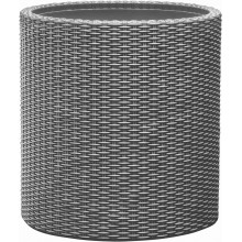 KETER LARGE CYLINDER PLANTER műrattan virágláda, ezüst szürke 224151 (17197837)