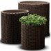 KETER S+M+L CYLINDER PLANTER műrattan virágláda szett, whiskey barna 220455 (17197934)