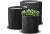 KETER S+M+L CYLINDER PLANTER műrattan virágláda szett, antracit 230217 (17197934)