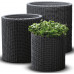 KETER S+M+L CYLINDER PLANTER műrattan virágláda szett, antracit 230217 (17197934)