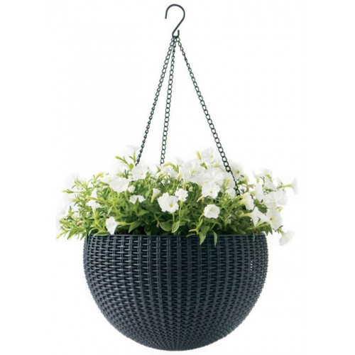 KETER HANGING SPHERE műrattan virágcserép, antracit 229545 (17199246)