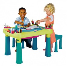 KETER CREATIVE PLAY TABLE műanyag kerti játszó asztal két székkel 231593 (17184184)