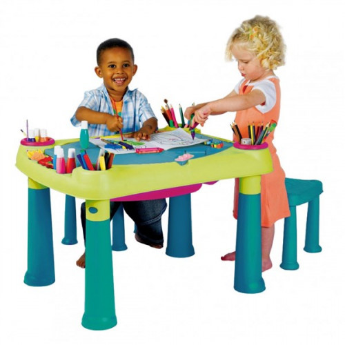 KETER CREATIVE PLAY TABLE műanyag kerti játszó asztal két székkel 231593 (17184184)