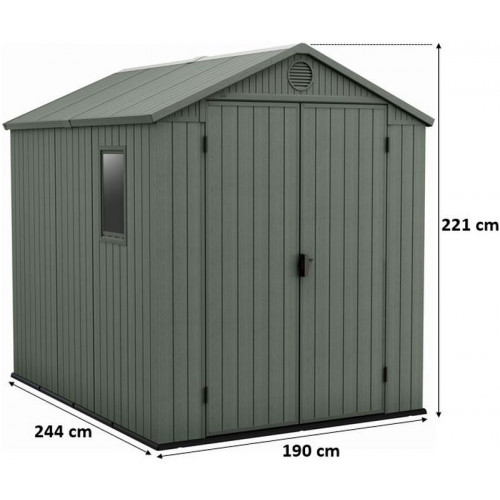KETER DARWIN 6 x 8 műanyag kerti ház, zöld 259003 (17210355)