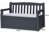KETER EDEN GARDEN BENCH műanyag kerti pad/tároló 265L, grafit/szürke 250076 (17190198)