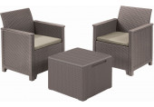 KETER ELODIE Balcony műrattan kerti bútor szett tárolós asztal,cappuccino 254095(17212108)