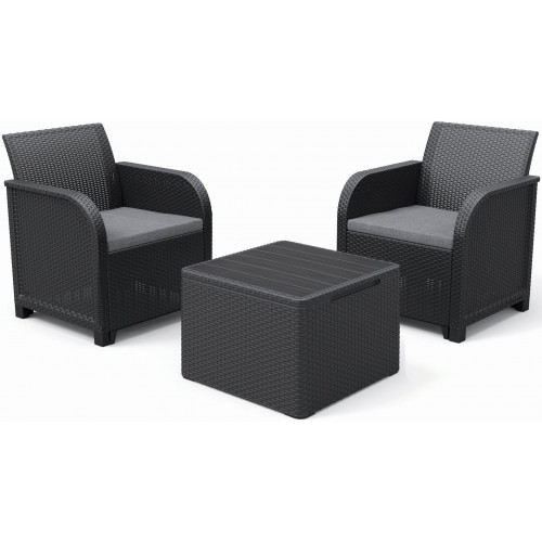 KETER ROSALIE Balcony műrattan kerti bútor szett, grafit/szürke 254093 (17212107)