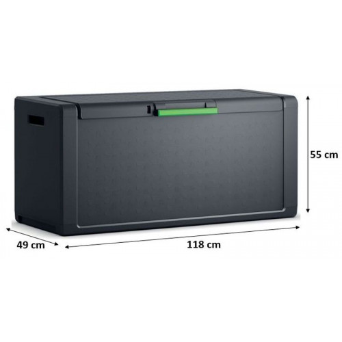 KIS MOBY CHEST 300L Műanyag kerti tároló 118x49x55cm sötétszürke