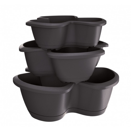 PROSPERPLAST RESPANA TRIO virágcserép, 28,1L, antracit DRET123S-S433