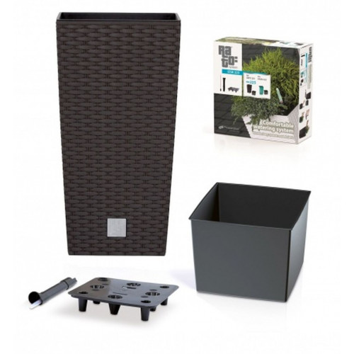 Prosperplast RATO SQUARE SET rattan betétes kaspó, 11/26,6l barna DRTS265S