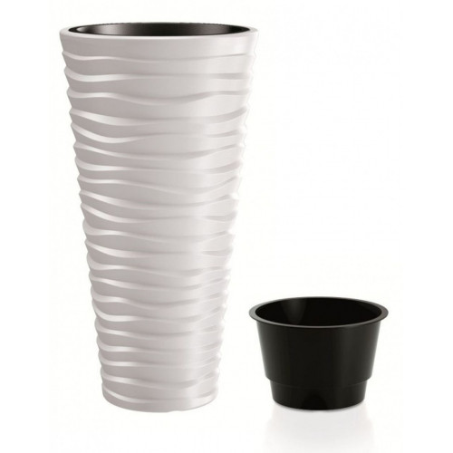PROSPERPLAST SAND SLIM virágcserép, 8/22L, fehér DPSA300-S449