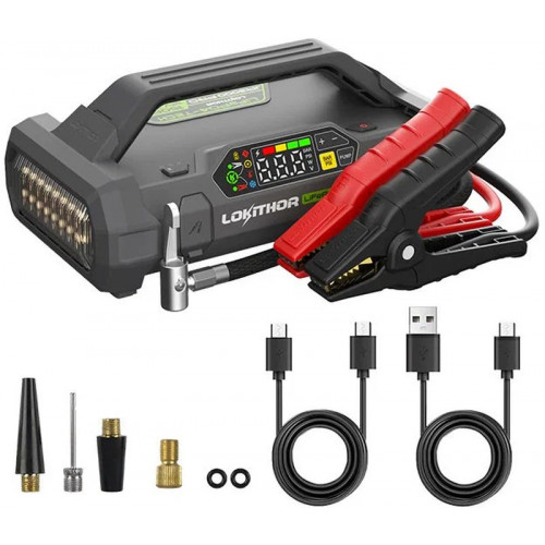 LOKITHOR Kompresszoros indításrásegítő (12V/3000A/46Wh) JA3000 PRO