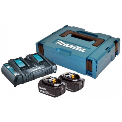 Makita Szett Li-ion LXT 18V 2xBL1840B + DC18RD + MAKPAC 197504-2