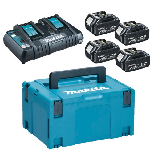 Makita 197626-8 Akku szett töltővel Li-ion 4db BL1850B 18V/5,0Ah + DC18RD töltő + Makpac3