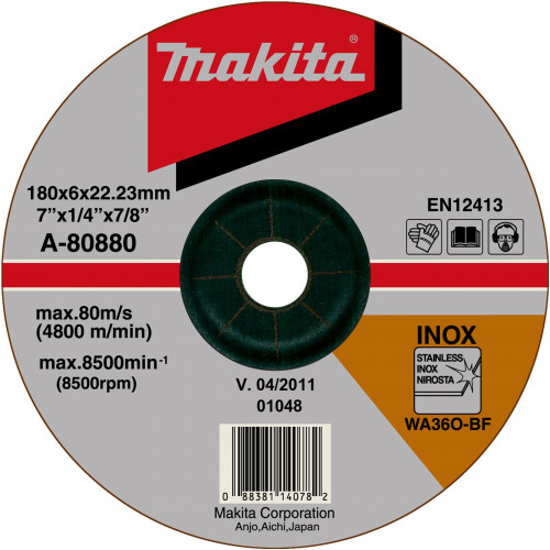 Makita A-80880 csiszolótárcsa inoxhoz 180x6x22mm
