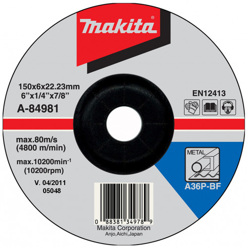 Makita A-84981 csiszolótárcsa acélhoz 150x6x22mm