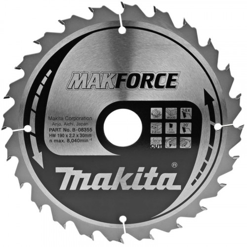 Makita B-08355 Makforce körfűrészlap, 190x30mm 24Z