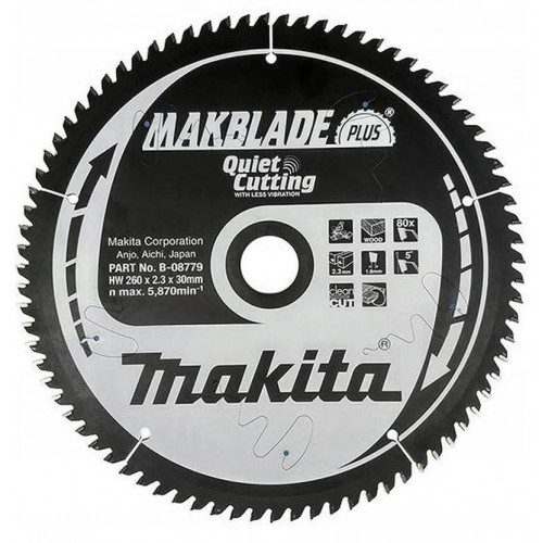 Makita B-08779 Makblade Plus körfűrészlap, 260x30mm 80Z