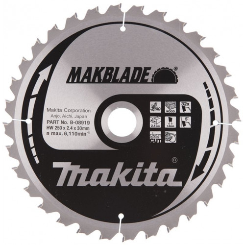 Makita B-08919 Makblade körfűrészlap, 250x30mm 32Z Makita B-08919 Makblade körfűrészlap, 250x30mm 32Z