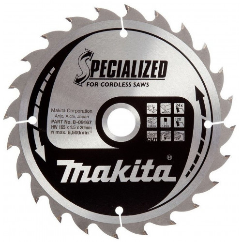 Makita B-09189 Specialized körfűrésztárcsa 165x10mm 24 Z STOP