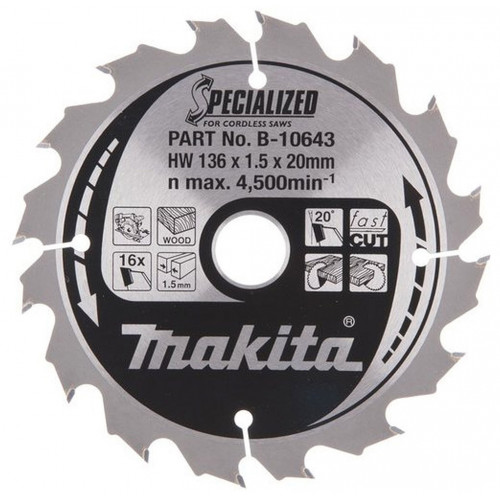 Makita B-10643 Specialized körfűrészlap, 136x20mm 16Z