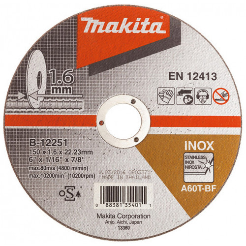 Makita B-12251 vágókorong inoxhoz 150x1,6x22mm