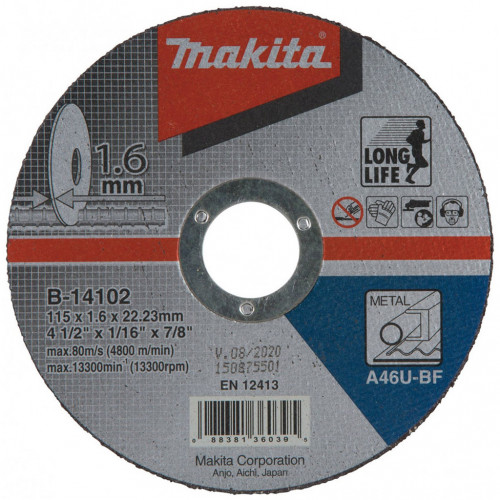 Makita B-14102 vágókorong acélhoz 115x1,6x22mm