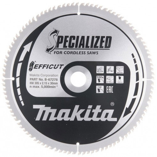 Makita B-67278 TCT Efficut körfűrészlap, 305x30mm 100Z