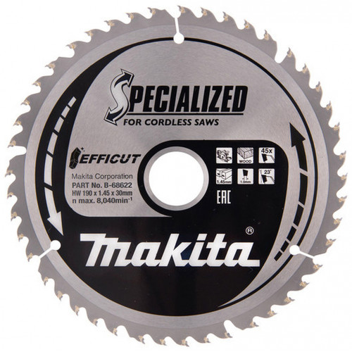 Makita B-68622 TCT Efficut körfűrészlap, 190x30mm 45Z