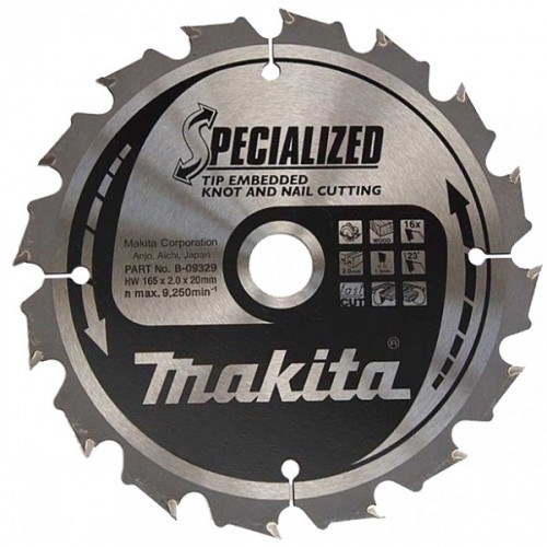 Makita B-33037 Specialized körfűrészlap, 165x20mm 16Z= old B-09329