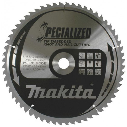 Makita B-09547 Specialized körfűrészlap, 355x30mm 60Z Makita B-09547 Specialized körfűrészlap, 355x30mm 60Z