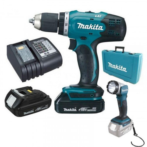 Makita DDF453SYEL Akkus fúró- és csavarbehajtó lámpával Li-ion LXT (2x1,5Ah/18V) koffer