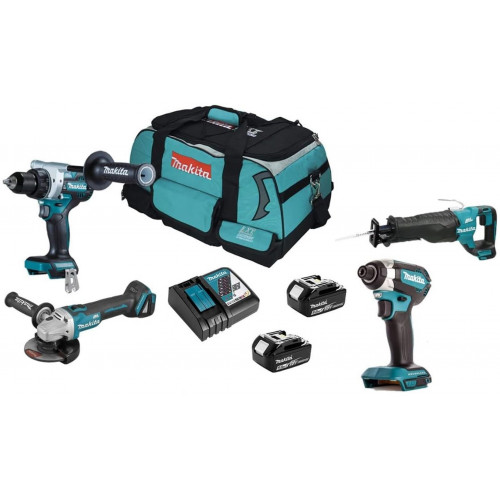 Makita DLX4157TX1 Akkus gépszett DDF486+DTD153+DJR187+DGA504+2xBL1850B+DC18RC+táska