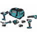 Makita DLX4157TX1 Akkus gépszett DDF486+DTD153+DJR187+DGA504+2xBL1850B+DC18RC+táska