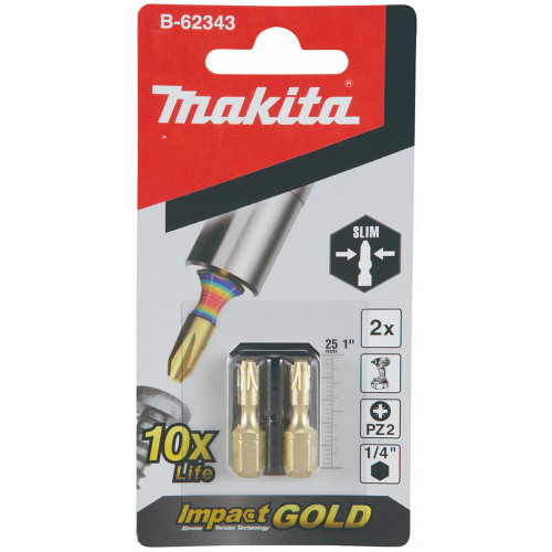 Makita B-62343 Impact Gold torziós bit PZ2, 25mm/2db