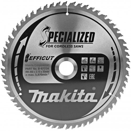 Makita B-67234 TCT Efficut körfűrészlap, 260x30mm 60Z