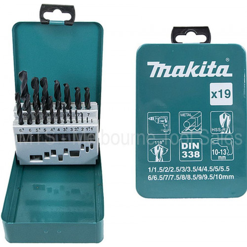 Makita D-54081 HSS-R fémfúró készlet 1-10mm (0,5mm), 19db