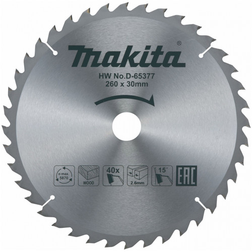 Makita D-65377 Standard körfűrészlap, 260x30mm 40Z