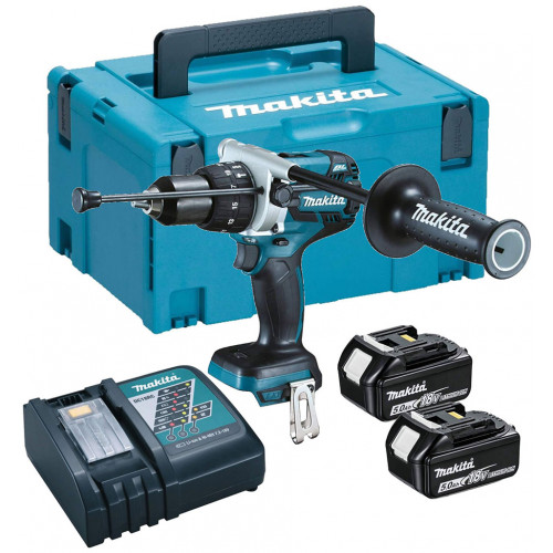 Makita DHP481RTJ ütvefúró-csavarbehajtó Li-ion 18V 2x 5,0 Ah aku, MAKPAC kofferberben