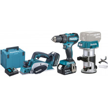 Makita DLX3116TJ Akkus gépszett DHP485Z+DRT50Z+DKP180Z Li-ion (18V/2x5,0Ah+DC18RC+MAKPAC)