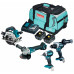 Makita DLX4156TX Akkus gépszett (DDF486+DGA504+DHS660+DTD153+2xBL1850B) Táska