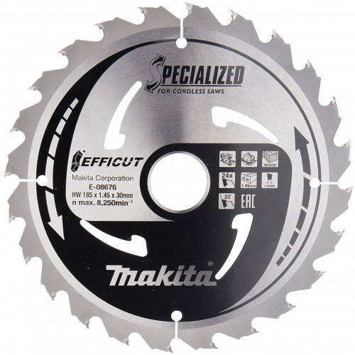 Makita E-08676 Efficut körfűrészlap, 185x30mm 24Z Makita E-08676 Efficut körfűrészlap, 185x30mm 24Z