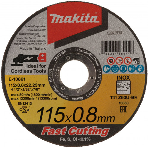 Makita E-10861-12 vágókorong 115x0,8x22,23mm, Z60U