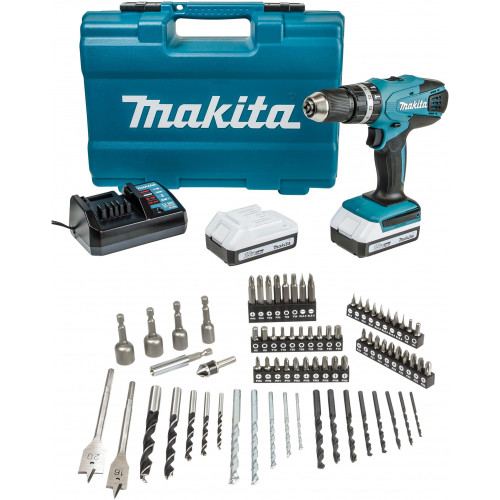 Makita HP457DWE10 Akkus ütvefúró-csavarozó Li-ion G (18V/2x1,5Ah) tartozékkészlettel