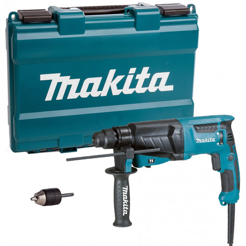 Makita HR2630X7 Fúró-vésőkalapács kofferben (800W/2,4J) + Gyorstokmány adapterrel