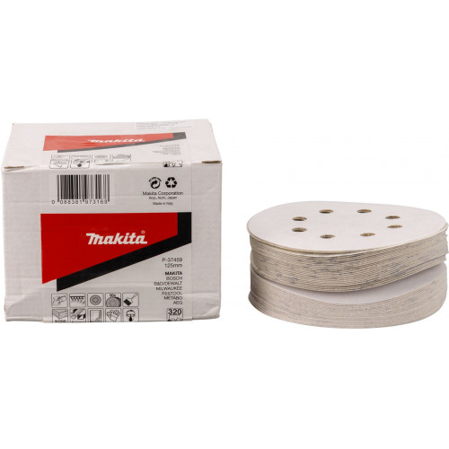 Makita P-37459 Rezgőcsiszoló papír 125mm, K320, 50 db, BO5010/12/20/21 Makita P-37459 Rezgőcsiszoló papír 125mm, K320, 50 db, BO5010/12/20/21